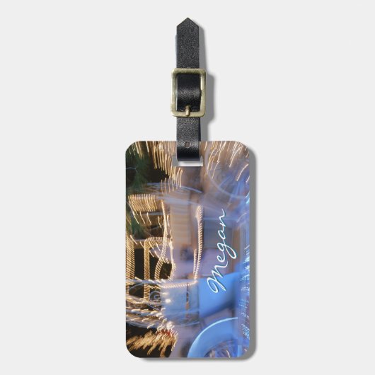 Sparkly gouden blauwe prinses coach foto aangepast bagagelabel (Voorkant verticaal)