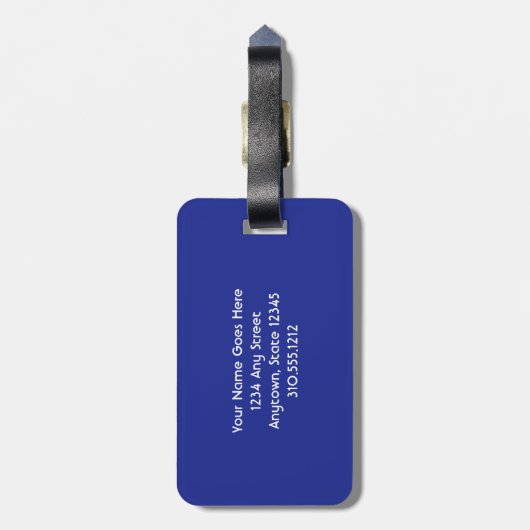 Sparkly gouden blauwe prinses coach foto aangepast bagagelabel (Achterkant verticaal)