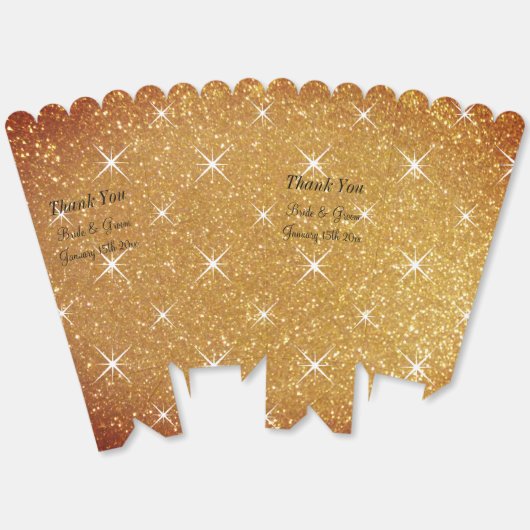 Sparkly gouden glitter bruiloft popcorn bedankdoosjes (Ongevouwen)