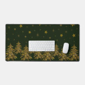 Sparkly gouden kerstboom en sterren op groen bureaumat (Keyboard & Muis)