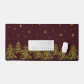 Sparkly gouden kerstboom en sterren op rood bureaumat (Keyboard & Muis)