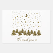 Sparkly gouden Kerstboom, maan, sterren Kerstmis Inpakpapier Vel (Voorkant)