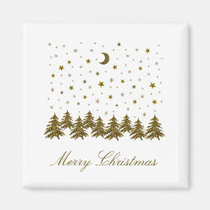 Sparkly gouden Kerstboom, maan, sterren Kerstmis Magneet