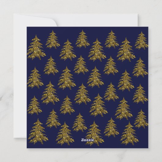 Sparkly gouden kerstboom op blauwe kerst feestdagenkaart (Achterkant)