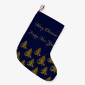 Sparkly gouden kerstboom op blauwe kerst kleine kerstsok (Voorkant (Hangend))