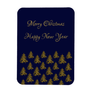 Sparkly gouden kerstboom op blauwe kerst magneet