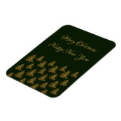 Sparkly gouden kerstboom op groene kerst magneet (Linkerzijde)