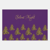 Sparkly gouden kerstboom op paarse kerst inpakpapier vel (Voorkant 2)