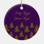 Sparkly gouden kerstboom op paarse kerst keramisch ornament (Achterkant)