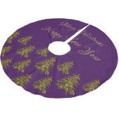 Sparkly gouden kerstboom op paarse kerst kerstboom rok (Gekanteld)