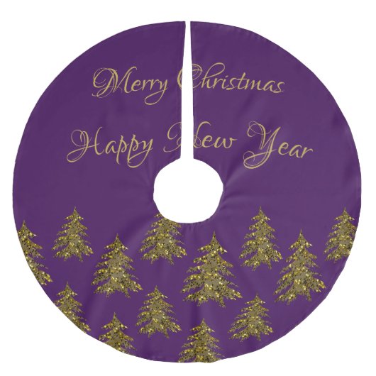 Sparkly gouden kerstboom op paarse kerst rok (Voorkant)