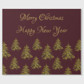 Sparkly gouden kerstboom op rode kerst cadeaupapier (Vlak)