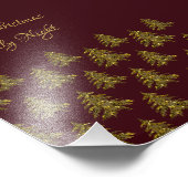 Sparkly gouden kerstboom op rode kerst foto afdruk (Hoek)