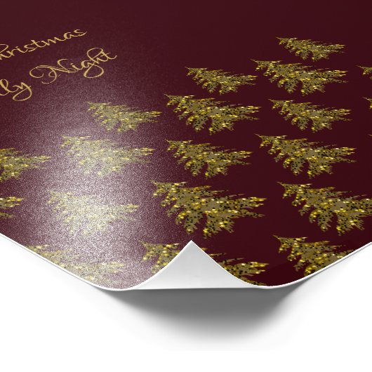 Sparkly gouden kerstboom op rode kerst foto afdruk (Hoek)