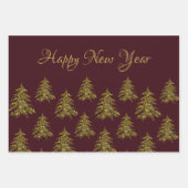 Sparkly gouden kerstboom op rode kerst inpakpapier vel (Voorkant 2)