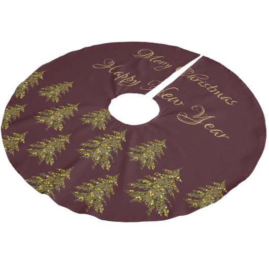 Sparkly gouden kerstboom op rode kerst rok (Gekanteld)