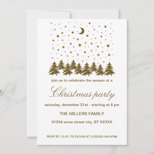 Sparkly gouden Kerstmis Feest Kaart (Voorkant)