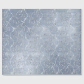 Sparkly Gray Blue Laurel Floral Silver Diamonds Cadeaupapier (Vlak)