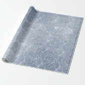 Sparkly Gray Blue Laurel Floral Silver Diamonds Cadeaupapier (Uitgerold)