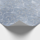 Sparkly Gray Blue Laurel Floral Silver Diamonds Cadeaupapier (Hoek)