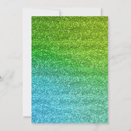 Sparkly Green & Blue Gradient Glitter Birthday Kaart (Achterkant)