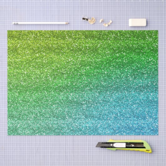 Sparkly Green & Blue Gradient Glitter Tissuepapier (Craft)