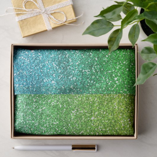 Sparkly Green & Blue Gradient Glitter Tissuepapier (Geschenk)