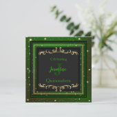 Sparkly Green en Gold Birthday Invitation Kaart (Staand voorkant)
