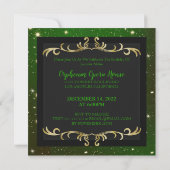 Sparkly Green en Gold Birthday Invitation Kaart (Achterkant)