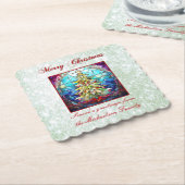 Sparkly Green Glitter Glas in lood Kerstboom Kartonnen Onderzetters (Gebogen)