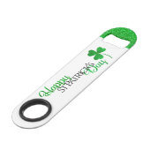 Sparkly Green Shamrock Happy St Patrick's Day Speed Flessenopener (Voorkant Gekanteld)
