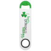 Sparkly Green Shamrock Happy St Patrick's Day Speed Flessenopener (Voorkant)