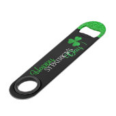 Sparkly Green Shamrock Happy St Patrick's Day Speed Flessenopener (Voorkant Gekanteld)