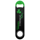 Sparkly Green Shamrock Happy St Patrick's Day Speed Flessenopener (Achterkant)