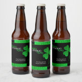 Sparkly Green Shamrock St Patrick Gepersonaliseerd Bier Etiket (Flessen)