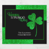 Sparkly Green Shamrock St Patrick Gepersonaliseerd Bier Etiket (Enkel label)