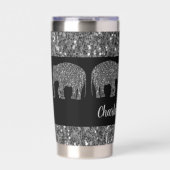 Sparkly grijs zilver Olifant sparkle Aangepaste na Geïsoleerde Drinkbeker (Voorkant)