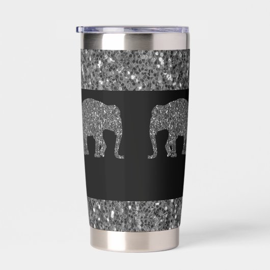 Sparkly grijs zilver Olifant sparkle Aangepaste na Geïsoleerde Drinkbeker (Rechts)