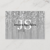Sparkly grijs zilverbamboehout (Monogram) Visitekaartje (Achterkant)