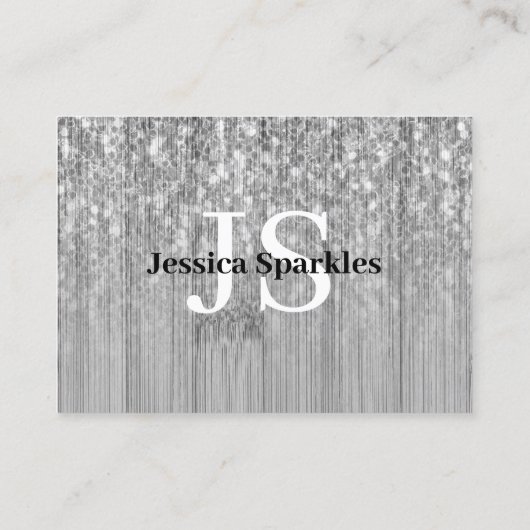 Sparkly grijs zilverbamboehout (Monogram) Visitekaartje (Achterkant)