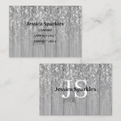 Sparkly grijs zilverbamboehout (Monogram) Visitekaartje (Voorkant / Achterkant)
