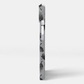 Sparkly grijs zilverblad herfst najaarpatroon iPhone hoesje (Linkerkant)