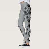 Sparkly grijs zilverblad herfst najaarpatroon leggings (Links)