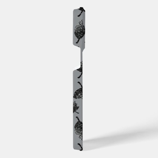 Sparkly grijs zilverblad najaarspatroon Monogram iPhone Hoesje (Rechterkant)