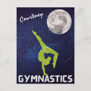 Sparkly Gymnast in Space door de maan Briefkaart