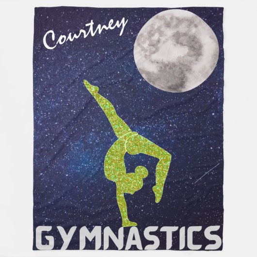 Sparkly Gymnast in Space door de maan Fleece Deken (Voorkant)