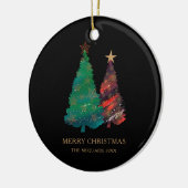 Sparkly handgeschilderde Waterverf kerstbomen Keramisch Ornament (Links)