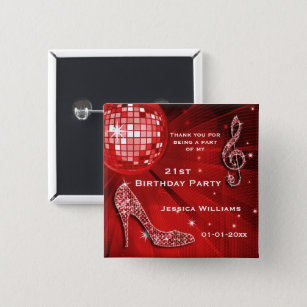 Sparkly Heels, Muziek, Disco Ball Party Favor Vierkante Button 5,1 Cm