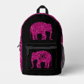 Sparkly heet roze Olifant Custom Monogram zwart Bedrukte Rugzak (Voorkant)