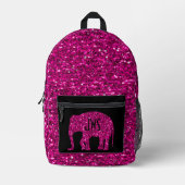 Sparkly heet roze Olifant Custom Monogram zwart Bedrukte Rugzak (Voorkant)